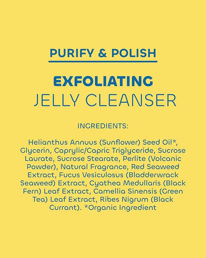 Seaweed Bath Co. Exfoliating Jelly Face Cleanser - Gentle Daily Face Wash and Scrub for Cleansing and Exfoliating Skin - Natural Facial Cleanser with Seaweed and Volcanic Powder for Radiant Glow, 3 oz