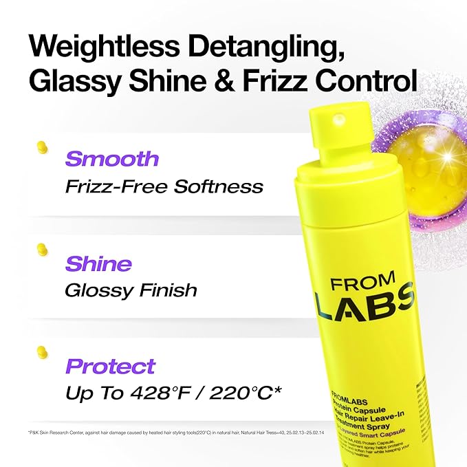 FROMLABS Protein Capsule Leave‑In Treatment Spray, Lightweight Hydrating Mist for Heat Protection (Up to 428°F / 220°C), Frizz Control & Split Ends Repair, Color‑Safe, Fine‑Hair Friendly, 5.07 fl oz
