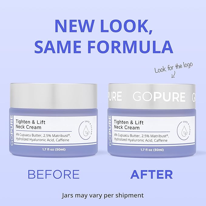 goPure Tighten & Lift Neck & Chest Moisturizer Cream for Visibly Firming, Tightening and Lifting the Look of Wrinkles & Crepey Skin, 1.7oz - Pack of 2