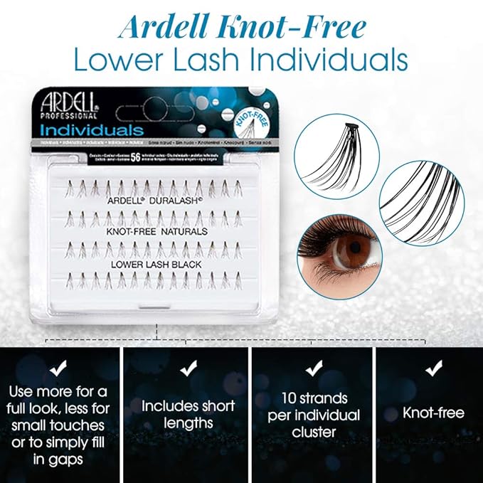 Ardell False Eye Lashes Lower Lash Individuals - Black, Natural Look DIY Lash Clusters, Reusable, Easy Application Eyelash Extension, 4 Pack