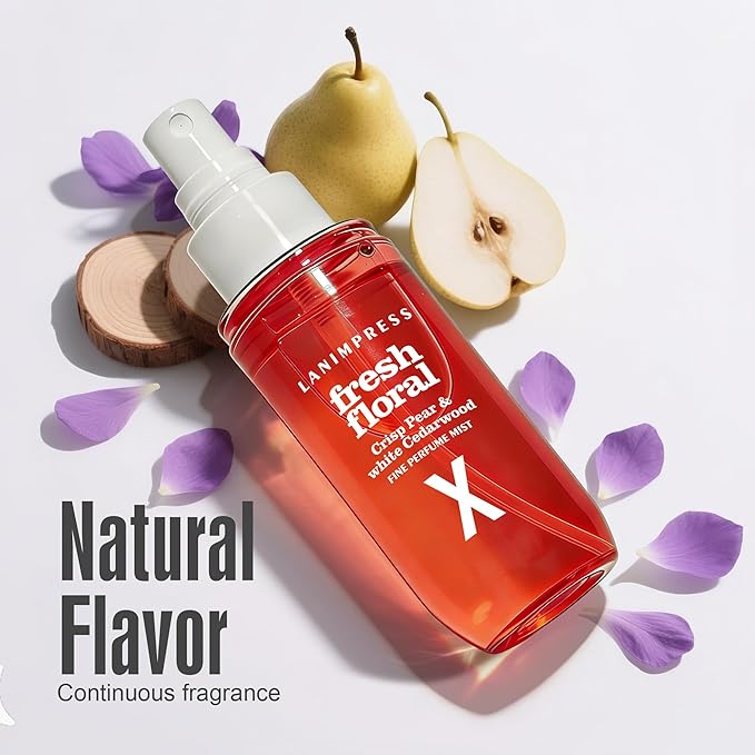 3 FL OZ Hair and Body Fragrance Mist, Eau De Parfum for Women,Fruity Floral Perfume No.10, Juicy Flower Scent– With Notes of Juicy Pear,Pink Violet,White Cedarwood,Travel Size Body Spray