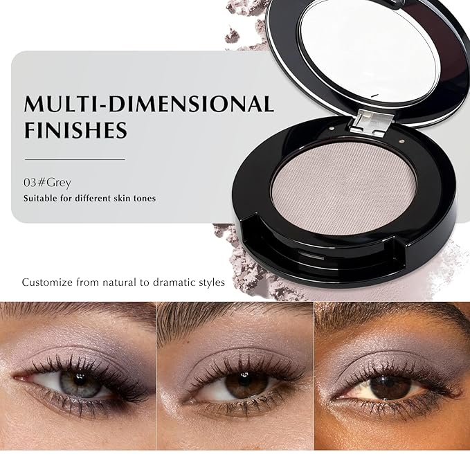 Grey Matte Eyeshadow Palette, Mini Monochrome Eye Shadow for Older Women, High-Pigment Cream Smoky Eyeshadow Powder Compact sombras para ojos, Naturing-Looking Smooth Blendable Color