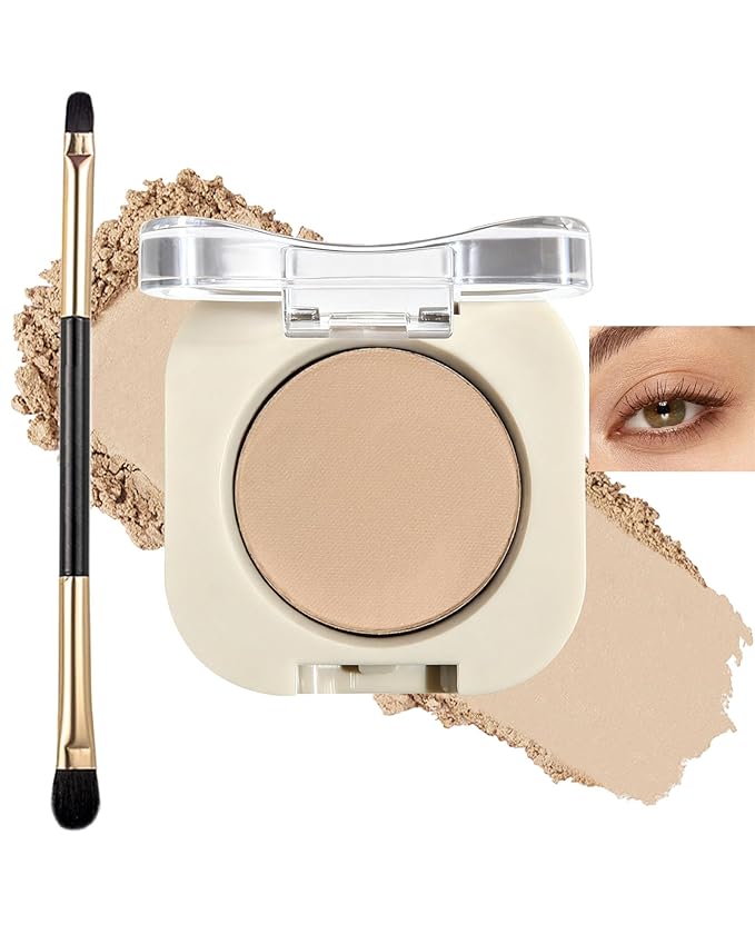 Single Nude Eyeshadow Palette Matte Beige,Smooth Velvet Pressed Powder Primer Base Eye Shadow,Longwear High Pigment Mini Monochrome Eyeshadow Lightweight Blendable Formula for Women Daily Makeup-01