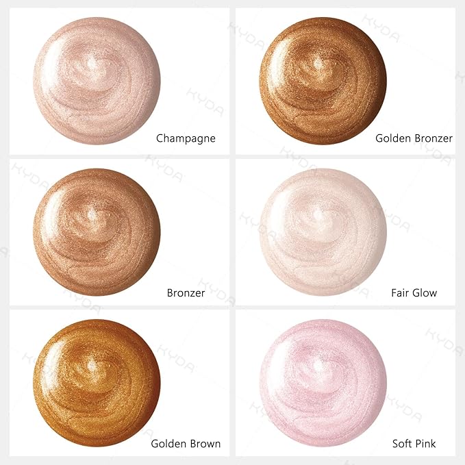 KYDA Liquid Highlighter Drops, Multiuse Liquid Glow Filter Makeup for Face & Body, Glowing Bronzer Drops with Skincare Formula, Glowing Soft-Focus Liquid Highlighter Makeup, Fair Glow
