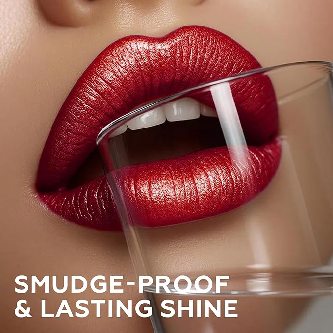 FOCALLURE Metallic Liquid Lipstick,Non Stick Cup Lip Gloss,High Impact Lip Color with Transfer-proof Wear,Long Lasting & Waterproof Lipstick Makeup for Women,RD06 FULL HOT