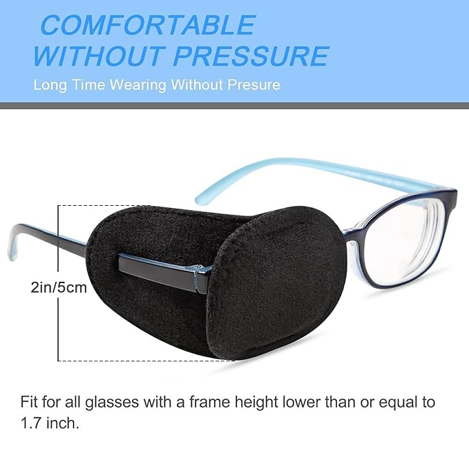 4 Pack Eye Patches for Kids Girls Boys, Right & Left Eye Patch for Glasses, Lazy Eye Patch for Children Treating Lazy Eye Amblyopia Strabismus and After Surgery(Black)
