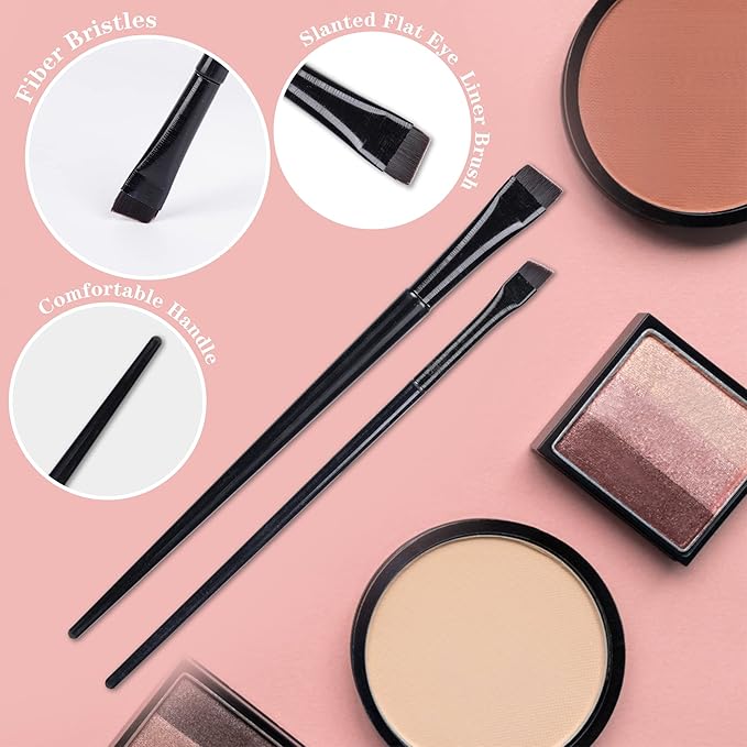16 Pcs Eyeliner Brush Eyebrow Tint Brushes Brow Brushes Set Flat Tapered Eyebrow Concealer Ultra Thin Christmas Makeup Brush Fine Angled Slanted Eye Shadow Applicator Sticks Brushes