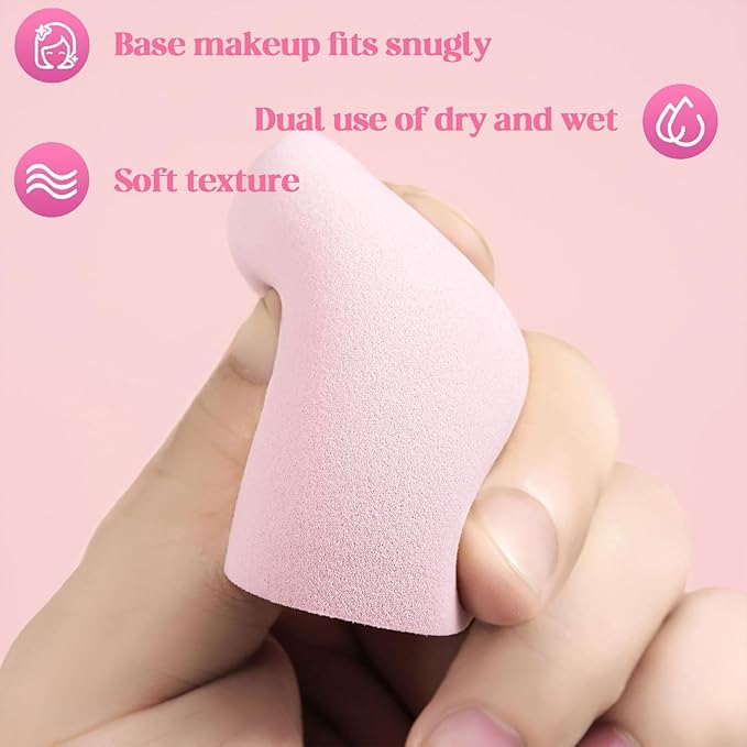 Makeup Sponge Set Blender Sponges 14 Pcs for Liquid Cream, and Powder Latex Free Multi-colored Sponges for Makeup Application with Storage Box Pink Gifts