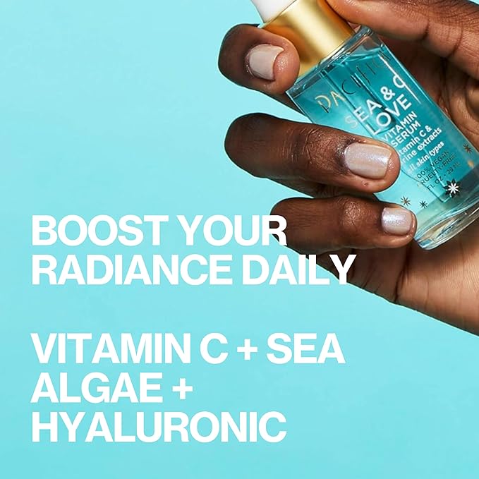 Pacifica Beauty Sea & C Love Vitamin C Serum for Face – Brightening & Anti-Aging Formula with Hyaluronic Acid, Green Tea & Algae – Blue Light Protection – Fades Dark Spots & Fine Lines – 1 Fl Oz