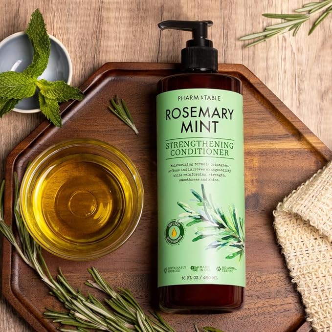 PHARM TO TABLE Rosemary & Mint Conditioner for Men and Women, Invigorates the Scalp, Moisturizes Dry and Damaged Hair, 480ml