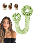 BONNET QUEEN Satin Heatless Hair Curler, Overnight Curls for Long Hair, Ultra Soft Daily Use of Hair Accessories & 2 Scrunchies, Damage-Free Styling, Soft Hair Curlers for Overnight, Sage
