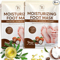 Hydrating Foot Mask for Dry Cracked Feet, Restoring & Hydrating Socks with Shea Butter, Jojoba Oil & Vitamin E, Feet Mask for Women & Men Foot Care (2 Pairs)