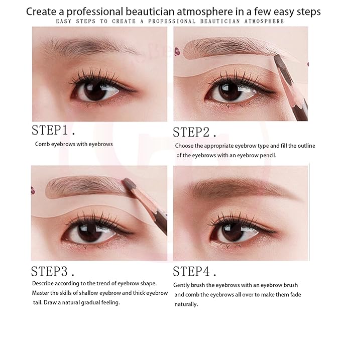 TgoBeauty 10PCS Women Eyebrow Card Reusable High Durability Eyebrow Stencil Grooming Shaper Template Eye Makeup Tools Stickers for Eyebrow PMU (10pcs/set)
