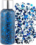 Body Glitter Gel, Mardi Gras Chunky Face Glitter Mermaid Sequins, Sparkly Hair Glitter,Singer Concert Festival Rave Accessories, Halloween Body Painting (#05 Blue)