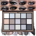 SUAKE 15 Colors Black Gray Silver Matte Shimmer Eyeshadow Palette for Eye Makeup,High Pigmented Brown White Eye Shadow Primers Powder Palet de sombras de ojos