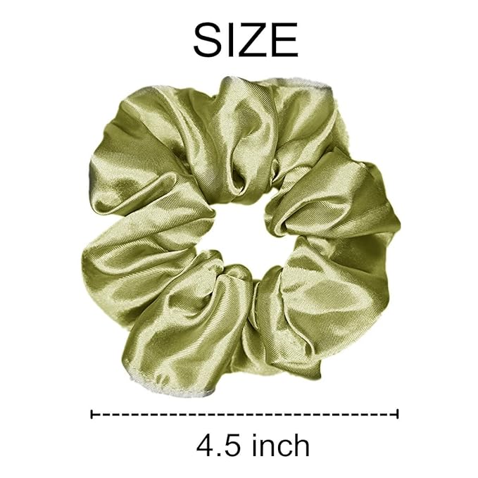 Sufermoe 6 Pcs Satin Silk Hair Scrunchies, Olive Green (4.5 Inch, Hair Ties, Hair Bands, Ponytail Holders, Hair Accessories for Women and Girls)