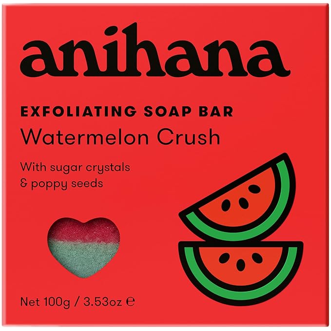ANIHANA Exfoliating Soap Bar with Coconut Oil, Moisturizing, Gentle, Exfoliating Body Scrub, Refreshing Watermelon Crush Scent, 3.53 Oz