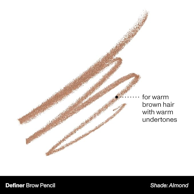 Morphe Definer Dual-Ended Brow Pencil & Spoolie - Eyebrow Pencil with Precision Slanted Tip for Shaping, Defining & Filling - Smooth, No-Tug Formula - Almond (0.003 oz)