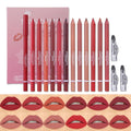 Miss Demi 12 Colours Sculpting Matte Velvet Lip Liner Set, Creamy Velvet Pigmented Lip Liner, Matte Set Makeup Soft Pencils for Women (12 Pcs)