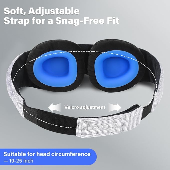 2026 Upgraded Sleep Mask for Dry Eyes, Moisture Goggles for Dry Eye Night, 100% Blackout Hydrating Sleep Goggles, Adjustable Strap, Soft Reusable Eye Mask for Sleeping & Travel – Grayish White