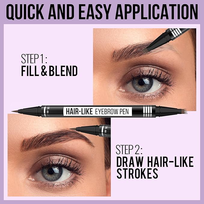 Microblading Eyebrow Pen - Eyebrow Pencil Magical 2-in-1 Dual-Ended Waterproof Eye Brow Pencils for Women with 4-Fork-Tip & Precise Brush-Tip for Natural Hair Like Strokes, Last All-Day, Black Brown