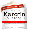 SUNATORIA Korean Keratin Hair Mask for Damaged Hair - Deep Conditioning Treatment with Hydrolyzed Silk, Argan Oil & 8 Amino Acids | Strengthens, Smooths & Nourishes, Sulfate-Free | 8.4 fl oz