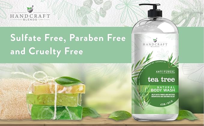 Handcraft Blends Tea Tree Oil Body Wash 16 oz - Extra Strength Body Wash For Athletes Foot, Nail Fungus, Itchy Skin, Jock Itch, Acne and Eczema - Tea Tree Body Wash For Men & Women