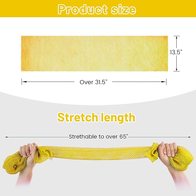 ZOCY African Net Sponge, Authentic Exfoliating Body Scrubber for Bath and Shower, Multiple Textures with Gentle Deep Exfoliating and Rich Lather for All Skins (Yellow)