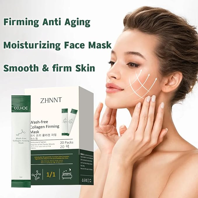 40 Pack Collagen Firming Face Mask，Wash-Free Firming Anti-Ageing Moisturising Face Mask,Smooth & Tight Skin,Facial Masks For Both Men And Women Of All Skin Types