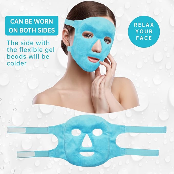 ZNÖCUETÖD Cold Face Eye Mask Ice Pack Reduce Facial Puff, Dark Circles, Gel Hot Heat Cold Compress Pack, Face SPA Gift for Woman Sleeping, Pressure, Headaches, Skin Care, Post Laser Cosmetic Care