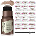 Eyebrow Stamp and Eyebrow Stencil Kit, Eye Brow Stencil Kit for Beginners 24 Reusable and Washable Eyebrow Shaping Kit, Brow Stencil and Stamp Kit Smudge-Proof & Long-Lasting (Light Brown)