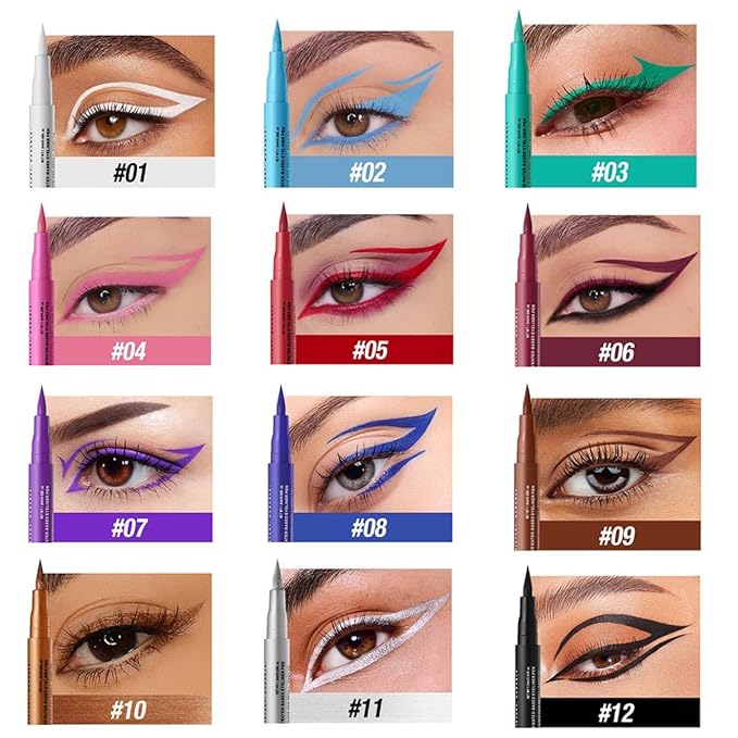 Silver Liquid Eyeliner Waterproof Smudgeproof Silver Eyeliner Pencil Long Lasting Hypoallergenic (11#)