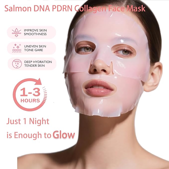 5 Pack Salmon DNA PDRN Pink Collagen Gel Face Mask – Overnight Hydrogel Korean Skincare, Firming & Hydrating Mask for Elasticity, Radiance Boost, Skin Recovery, All Skin Types
