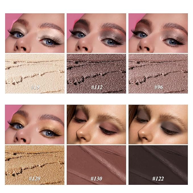 LUXAZA PRO Brown Eyeshadow Stick Makeup 6PCS Set, Neutral Eyeshadow Palette Metallic Shimmer Matte Cream Eye Shadow Eyeliner Brightener Pencil Crayon - TAUPE MAUVE
