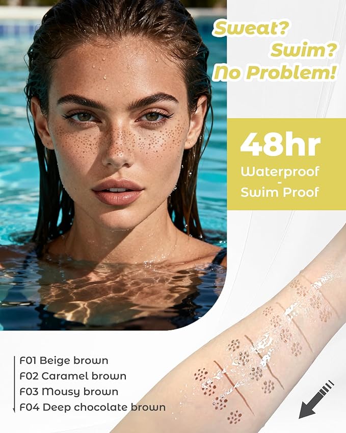 Upgrade Dual Ended 2-in-1 Faux Freckle Stamp Pen, Waterproof Fake Freckle Pen with Multi-Prong Freckles Stamp Head for Women to Easily Create Natural Long-Lasting Sunkissed Makeup