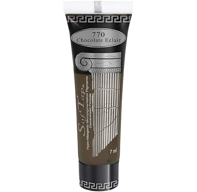 Microblading Ink for Eyebrows by SofTap® | Chocolate Eclair – Dark Cool Brown PMU Pigment for Nano Brows, Machine & Hand Method | Carbon-Free Inorganic Permanent Makeup Ink