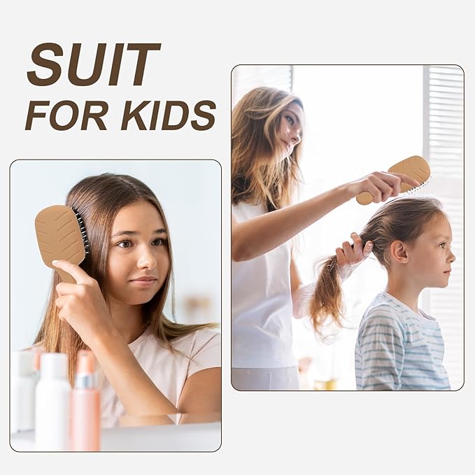 Mini Boar Bristles Hair Bursh, Travel Size Hair Brush for Women Men Kids, Protable Small Hair Brush for Pockets Purses, Mini Detangler Brush for Smooth Add Shine(Mocha)