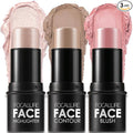 FOCALLURE 3 Pcs Cream Contour Sticks,Shades with Highlighter Bronzer Blush,Non-greasy Long Lasting Face Contouring Pen,Easy to Sculpt the Face and Create a Lightweight Finishing Makeup (For Fair Skin)