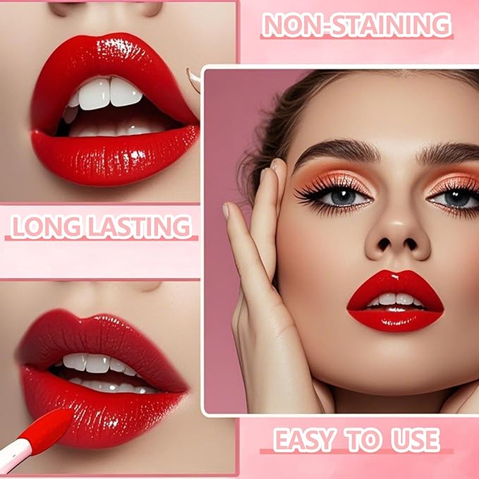 Eakroo 6 Colors Grapes Lip Tint Stain Set, Korean Lip Gloss Watery Lip Stain, Lipstick for Women, Lip Gloss for Girls, Blush for Cheeks, Non-Stick Cup, Waterproof, High Pigment, Lip Tint Makeup
