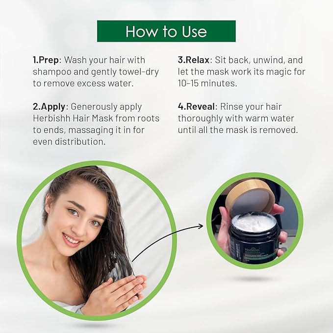 Herbishh Argan Hair Mask-Deep Conditioning & Hydration For Healthier Looking Hair for very Dry, Weak, Stressed Out Hair, No Sulphates, No Parabens (150 ml)