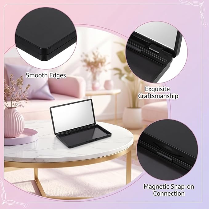 2Pcs Empty Magnetic Makeup Palette, Empty Eyeshadow Blush Powder Dispensing Storage Box with Mirror Rectangular Cosmetics Tavel Storage Box for DIY Cosmetics Lipstick Blush Powder (4.69" x 2.48")