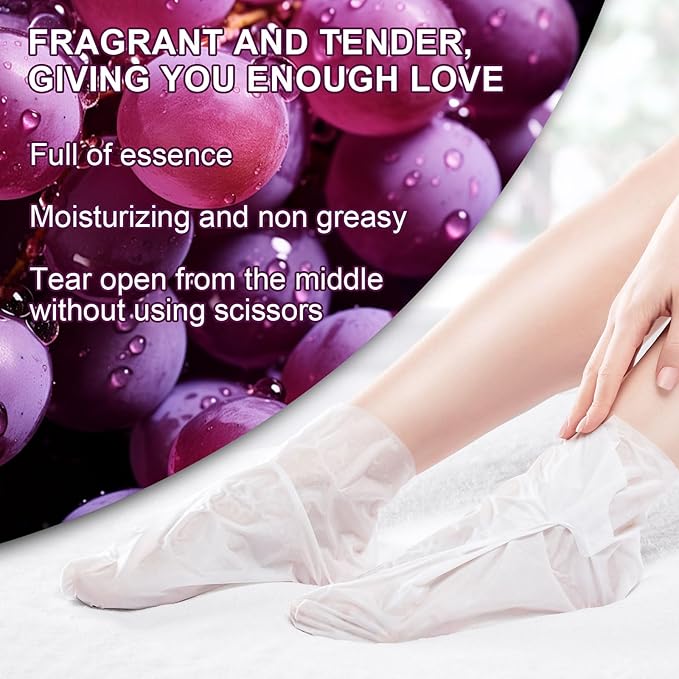 SULADEC Moisturizing Foot Mask with Grape Seed Oil and Shea Butter, Hydrating Foot Masks for Dry Cracked Feet, Dry Skin Moisturizer for Soft and Smooth Touch Feet - Men Women - 7 Pairs