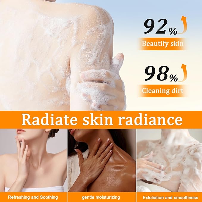 Turmeric Skincare, Vitamin C Body Wash with Cocoa Scrub & Kojic Acid Cleansing Face Pads, Daily Face & Body Cleanse Set, 16.9 fl oz & 20 Count
