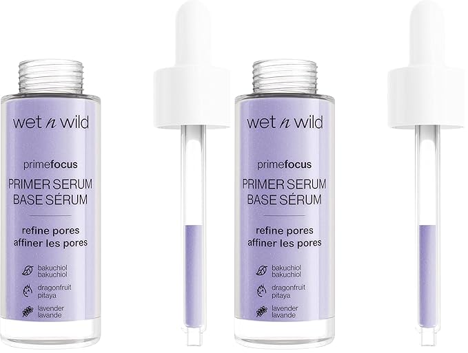 Wet n Wild Prime Focus Pore Minimizing Facial Serum Primer Makeup Extending | Reduces Pores | Improves Skin Texture | Exfoliates | Retinol Alternative, Hydrating (Pack of 2)