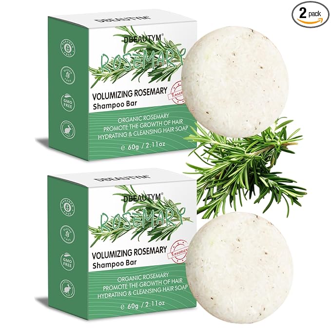 2 Pack Rosemary Hair Shampoo Bar,Deep Cleansing for Scalp Hair Loss Shampoo Soap,Organic Hair Oil Control,Solid Shampoo for Hair Growth, Refreshing and Hydrating Soap for Stocking Stuffers Women Gifts