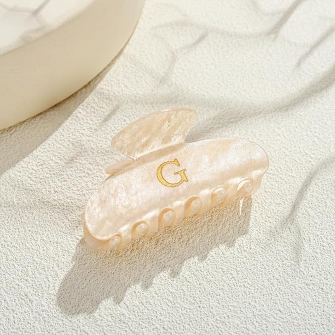 Acrylic Letter Hair Clips For Women Alphabet Hair Claw Initial Hair Clip Fashion Glitter Chic Monogram Claw Clip Hair Accessory Large Hair Clips G