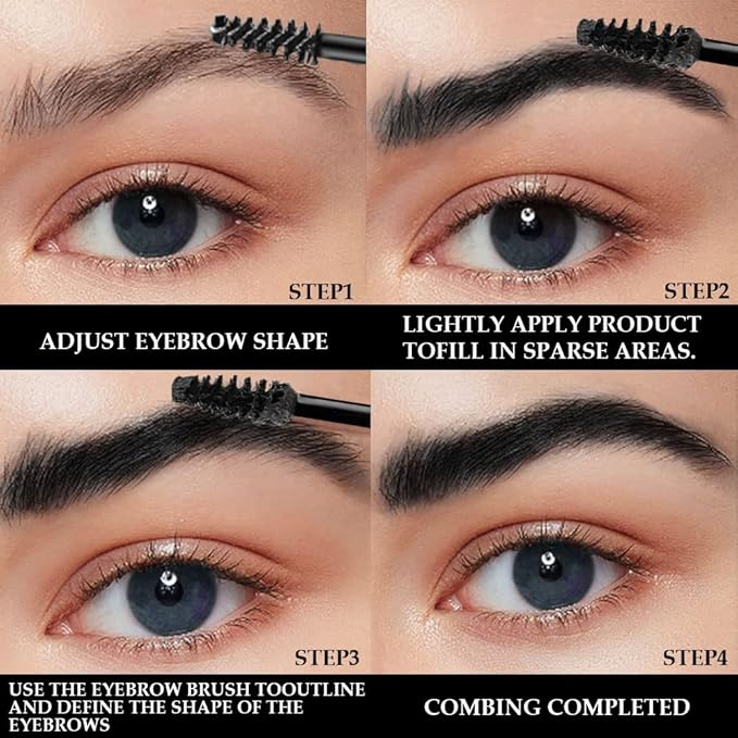 Tinted Thickening Brow Mascara,Tinted Eyebrow Gel, Waterproof, Transfer-proof, Brush to Fill in Eyebrows and Cover Gray Hairs - Cruelty Free - Light Medium Brown (1pc 08 Black)
