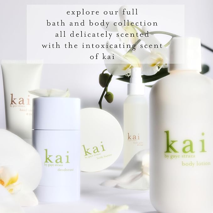 kai body glow, 4 Fl Oz, dry body oil with jojoba, chamomile, cucumber extracts, moisturizes and leaves a radiant glow with a fresh + clean fragrance, vegan, cruelty free, made in the usa