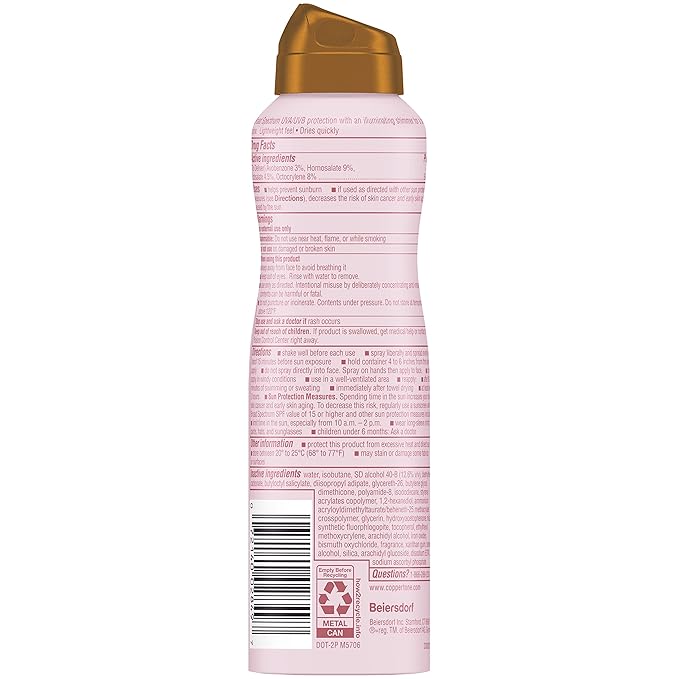 Coppertone Glow with Shimmer Sunscreen Spray SPF 30, Water Resistant Spray Sunscreen, Broad Spectrum SPF 30 Sunscreen Spray, 5 Oz Spray