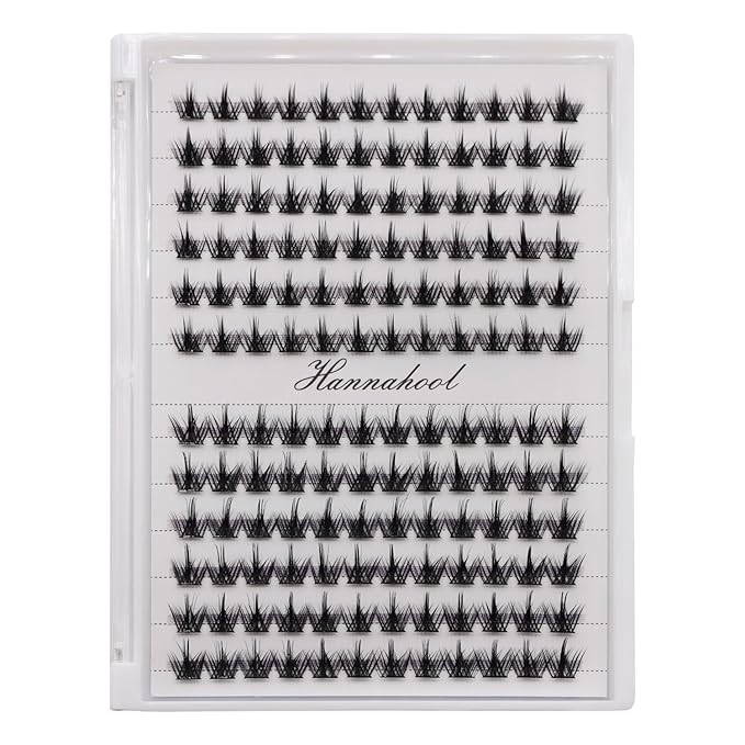 12rows-Large Tray Mixed 8-10-12-14-16mm/Mixed 14-15-16mm/Mixed14mm-16mm/Mixed 18-20mm Wide Stem Individual False Eyelashes Dramatic Black Cluster Eyelashes (MY008-10-12MM MIX)